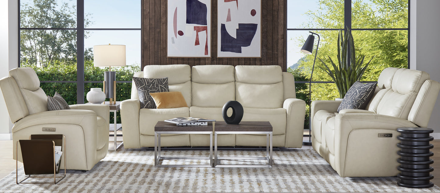 Davidson Power Leather Console Loveseat