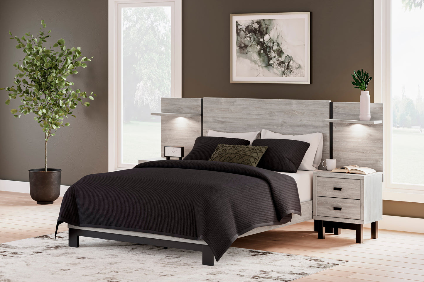 Vessalli Panel Bed with Headboard Extensions