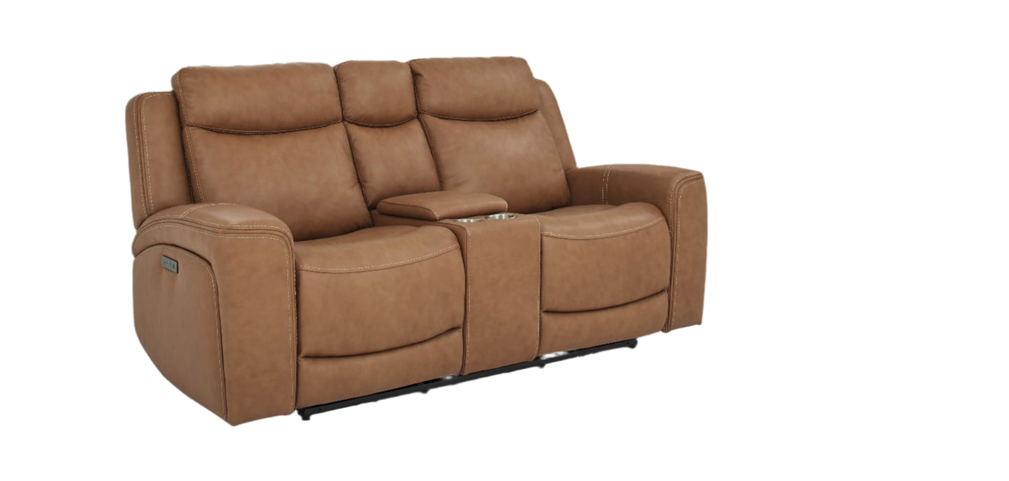 Davidson Power Leather Console Loveseat