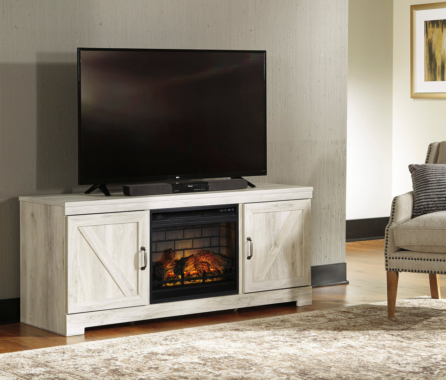 Bellaby 63" TV Stand with Electric Log Fireplace